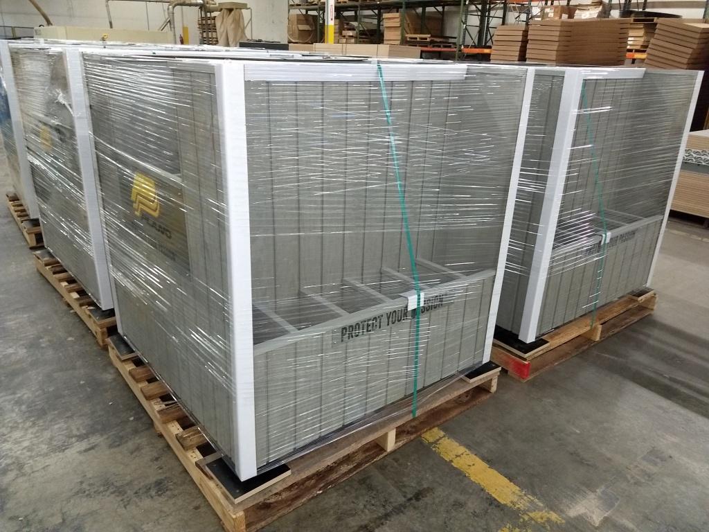 We left this display unshrouded to provide visibility to the freight carriers in order to eliminate concealed damages.